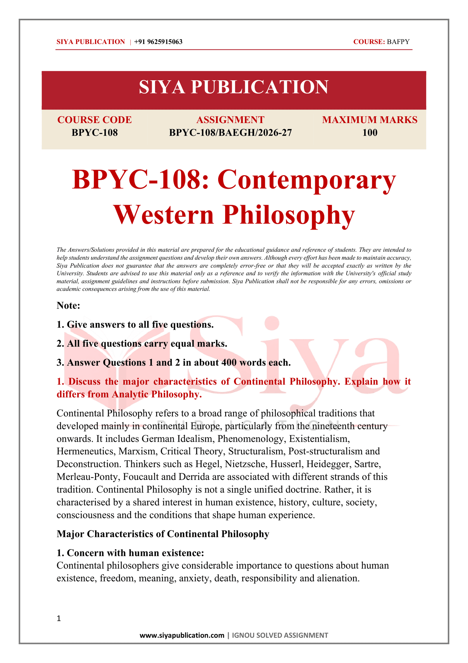 IGNOU BPYC-108 Solved Assignment 2026-27 – English Medium - Image 2
