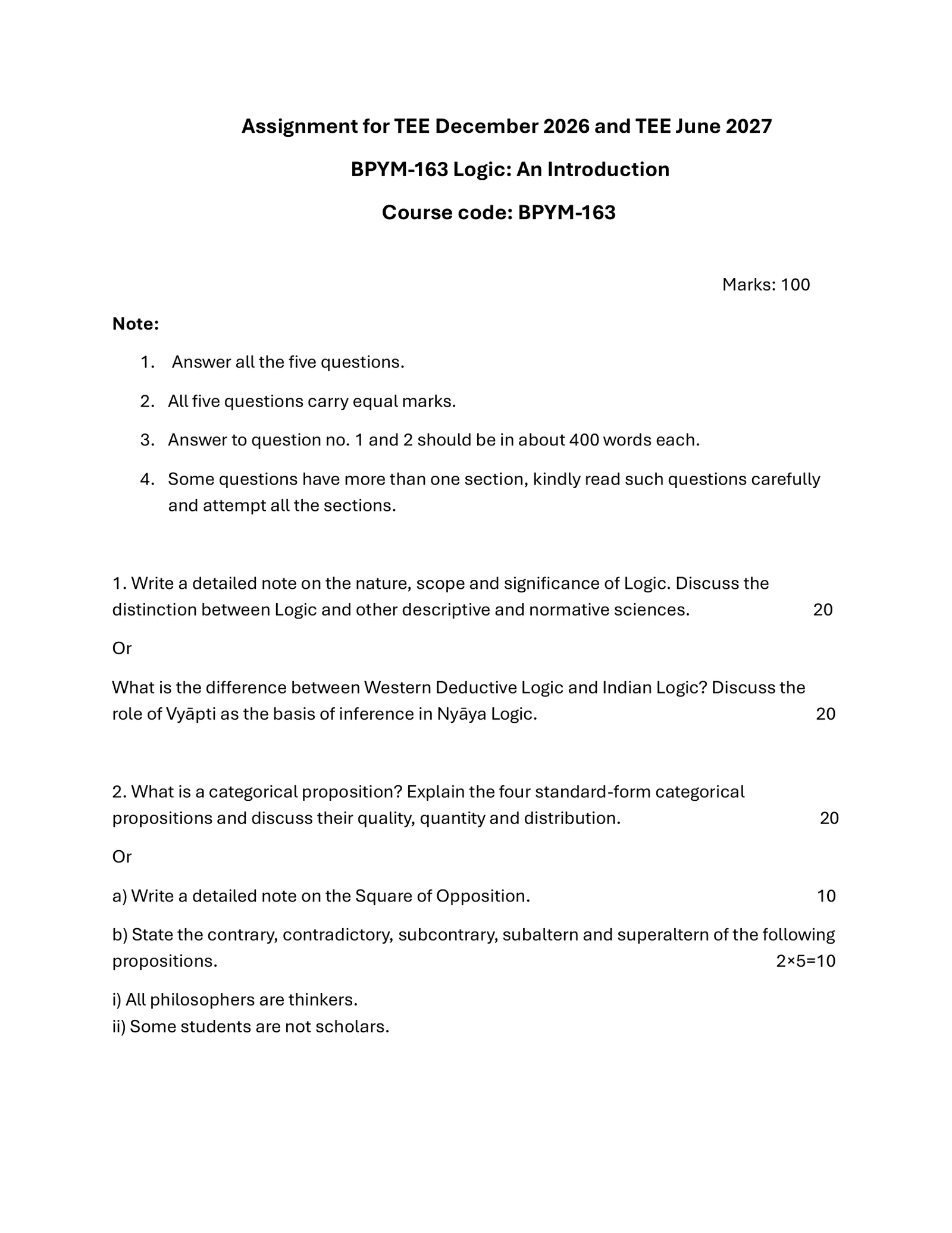 IGNOU BPYM-163 Solved Assignment 2026-27 – English Medium