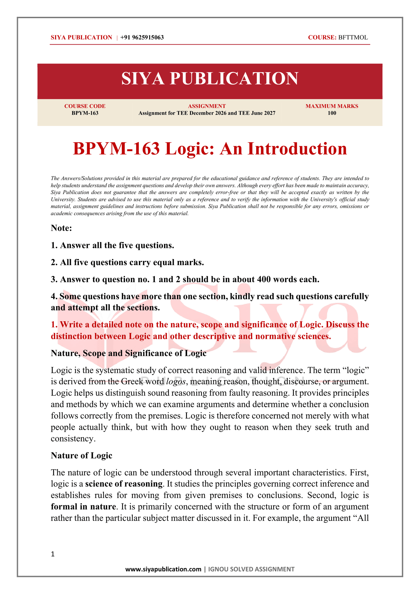 IGNOU BPYM-163 Solved Assignment 2026-27 – English Medium - Image 2