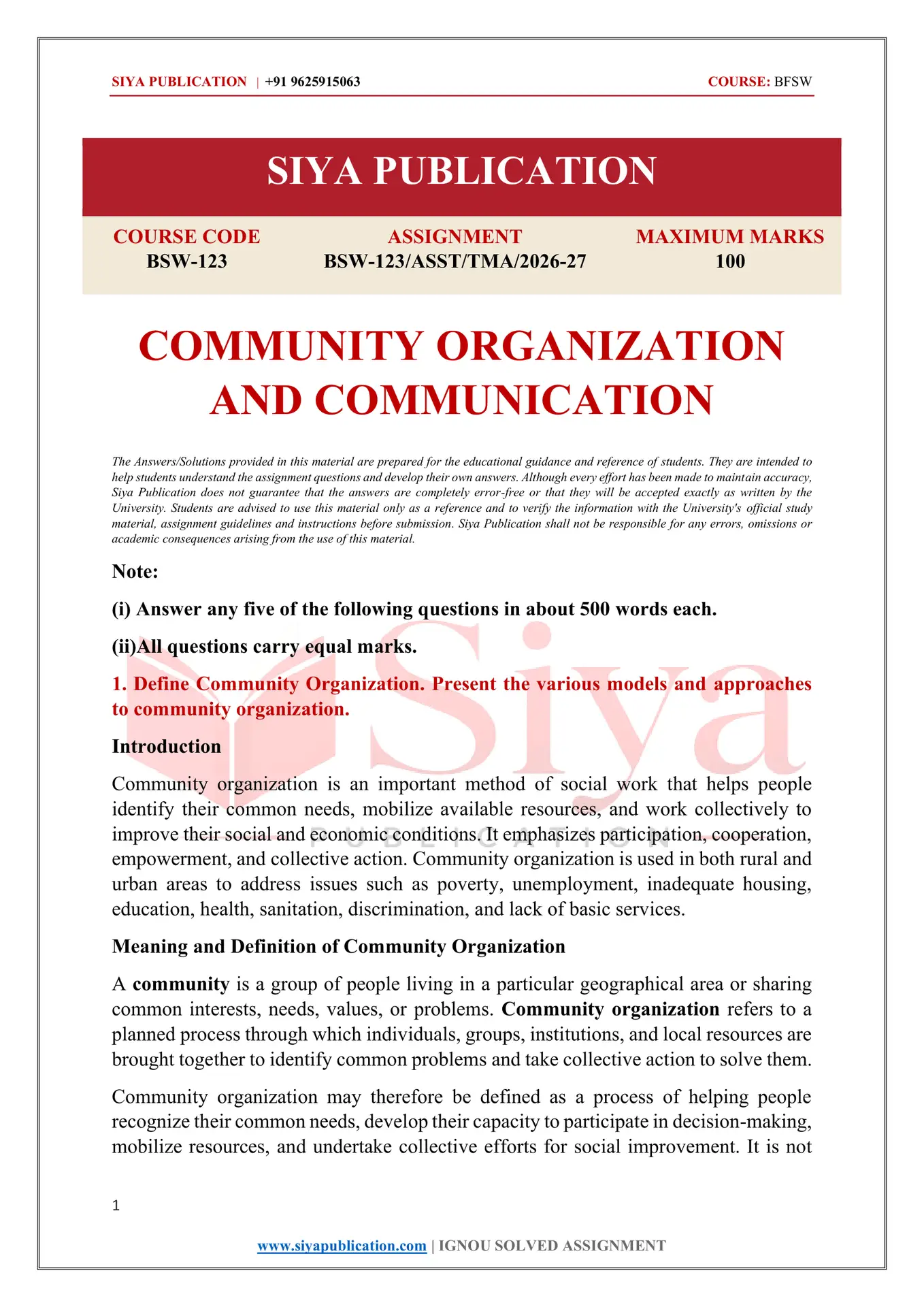 IGNOU BSW-123 Solved Assignment 2026-27 – English Medium - Image 2