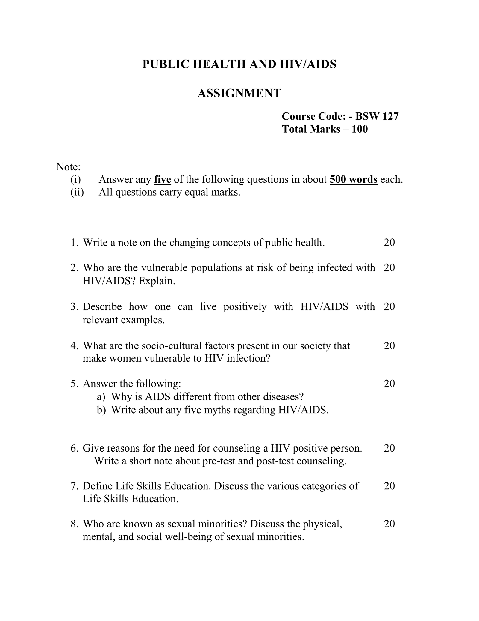 IGNOU BSW-127 Solved Assignment 2026-27 – English Medium