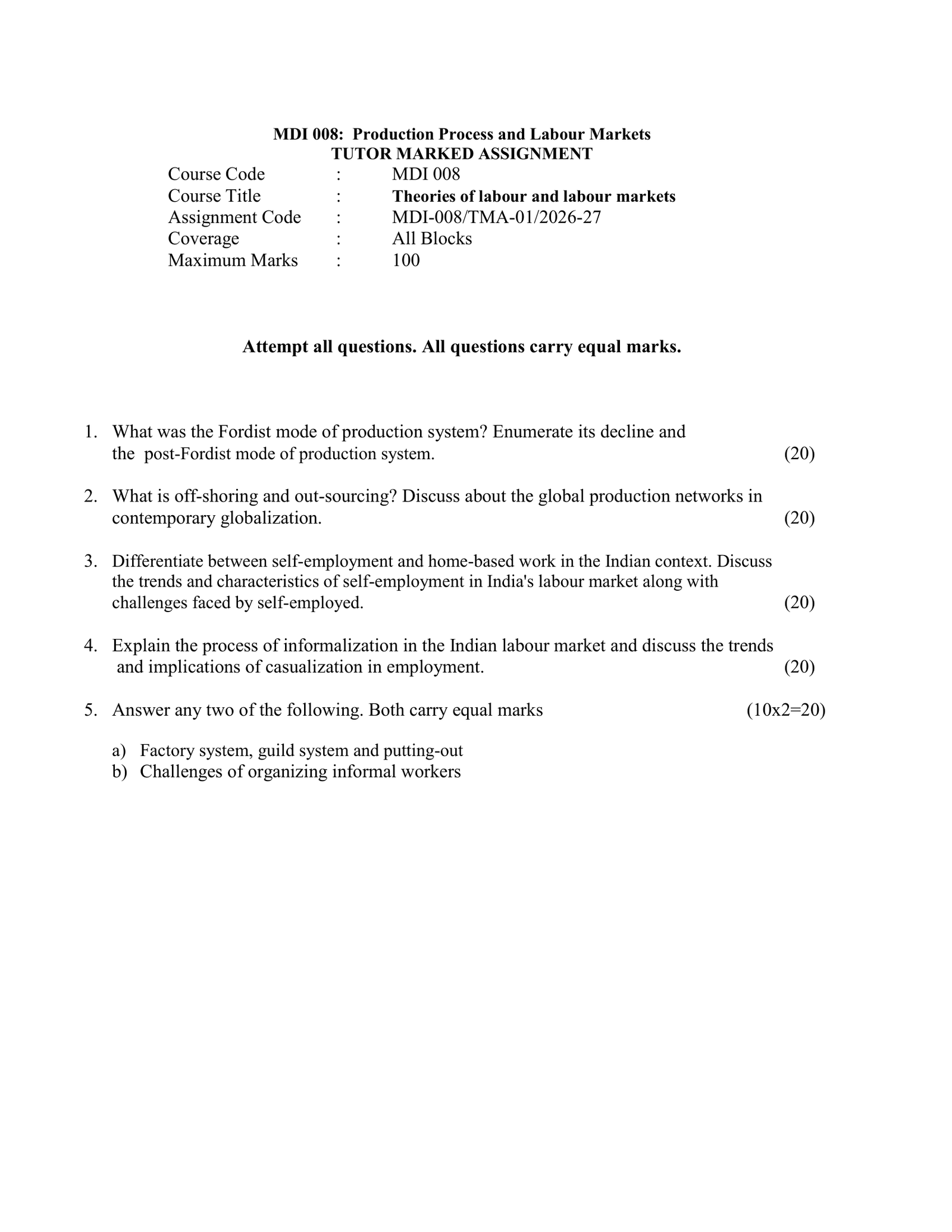 IGNOU MDI-008 Solved Assignment 2026-27 – English Medium