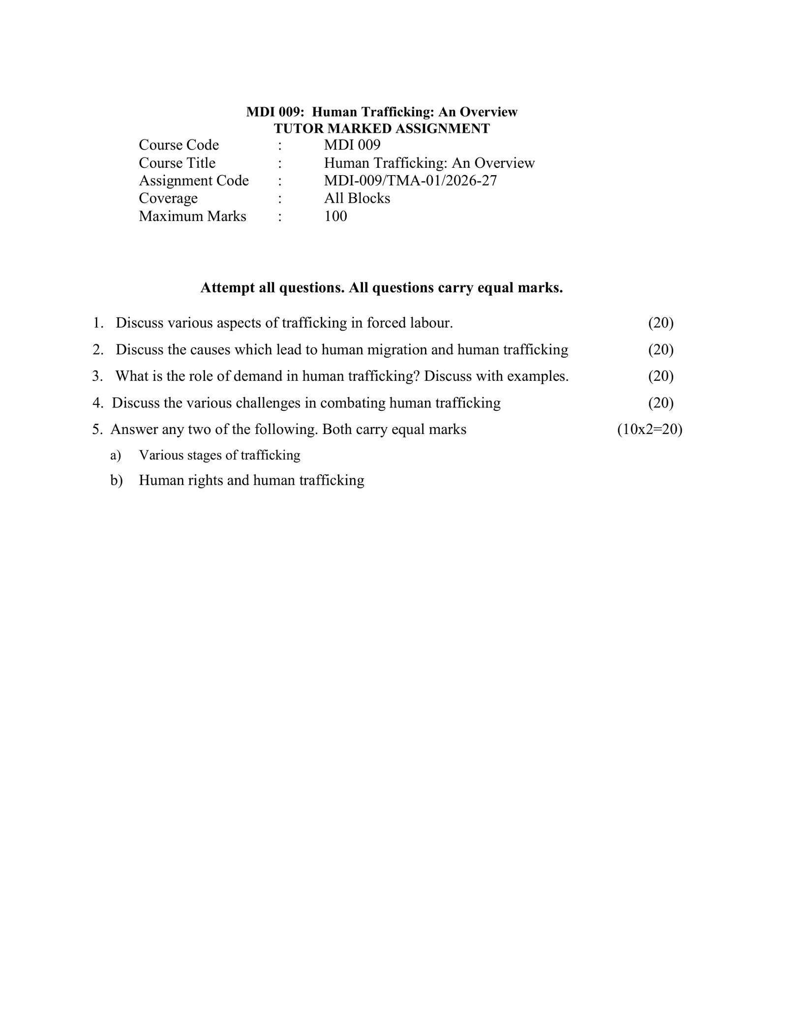 IGNOU MDI-009 Solved Assignment 2026-27 – English Medium
