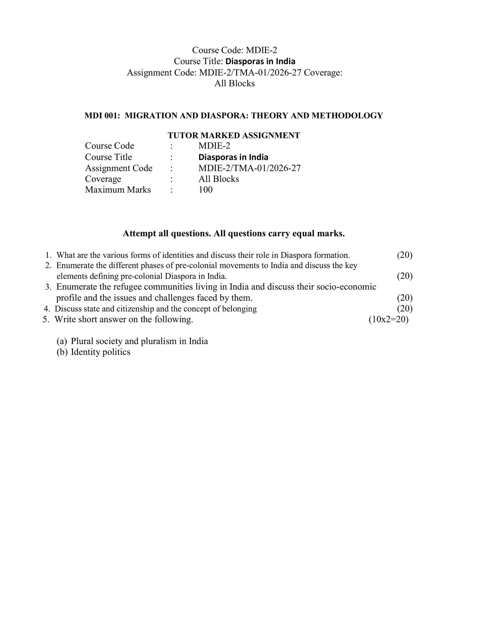 IGNOU MDIE-002 Solved Assignment 2026-27 – English Medium