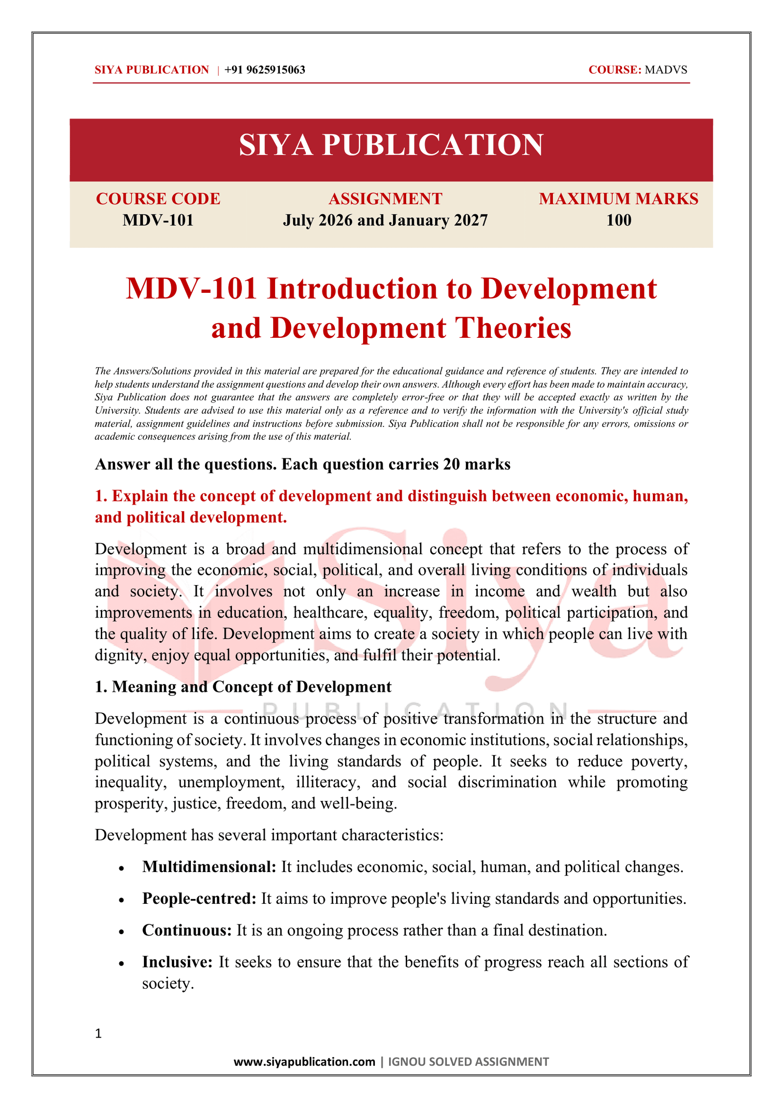 IGNOU MDV-101 Solved Assignment 2026-27 – English Medium - Image 2