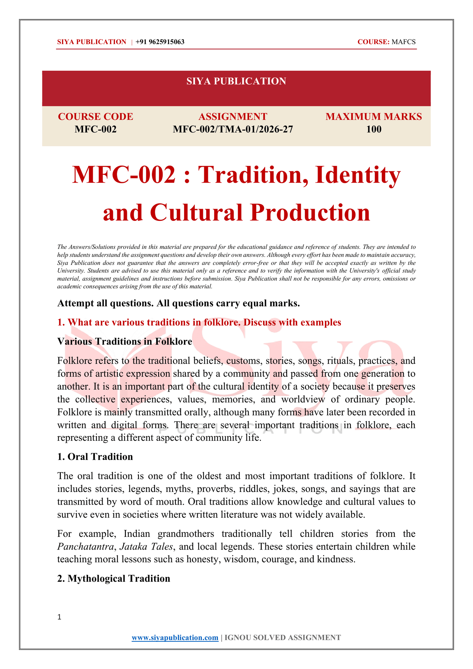 IGNOU MFC-002 Solved Assignment 2026-27 – English Medium - Image 2