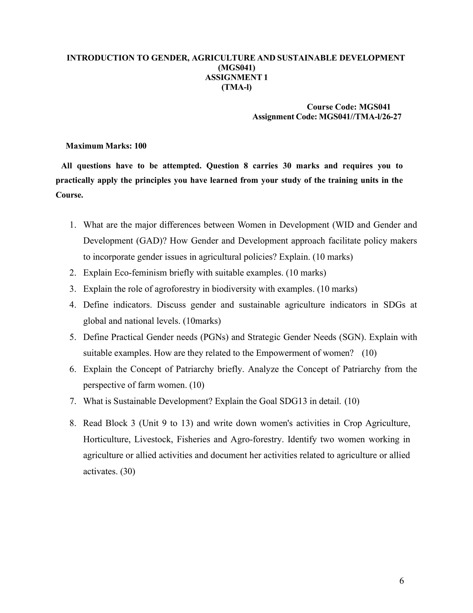 IGNOU MGS-041 Solved Assignment 2026-27 – English Medium
