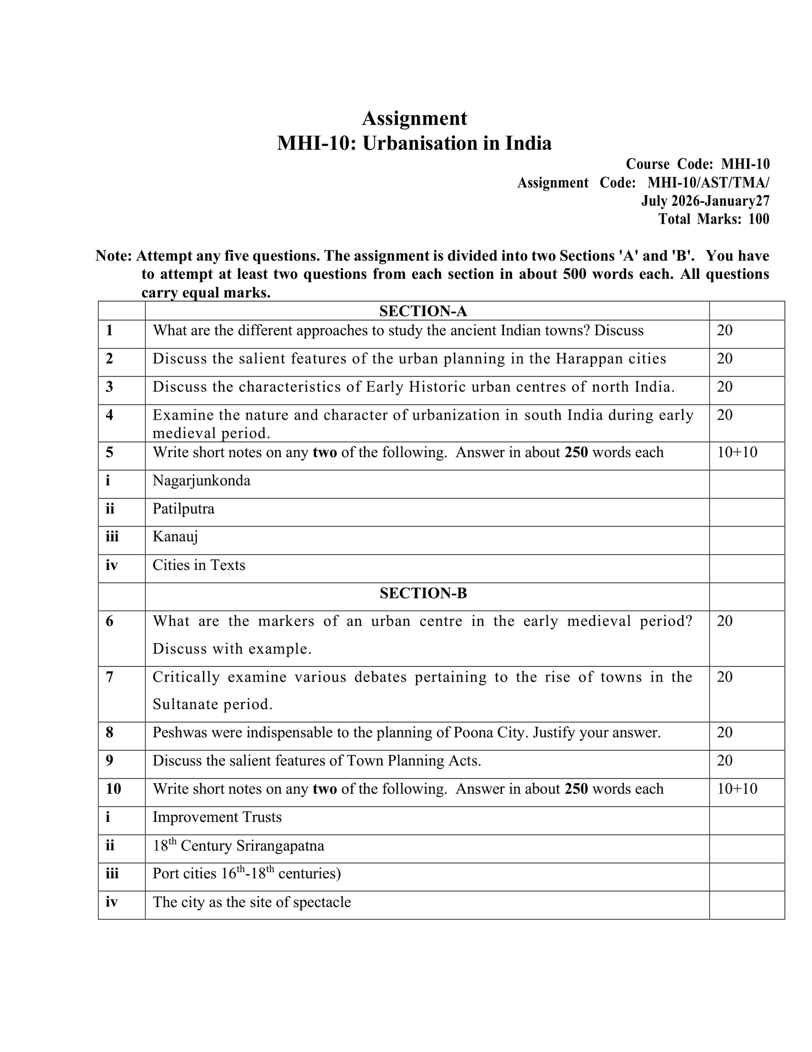 IGNOU MHI-10 Solved Assignment 2026-27 – English Medium