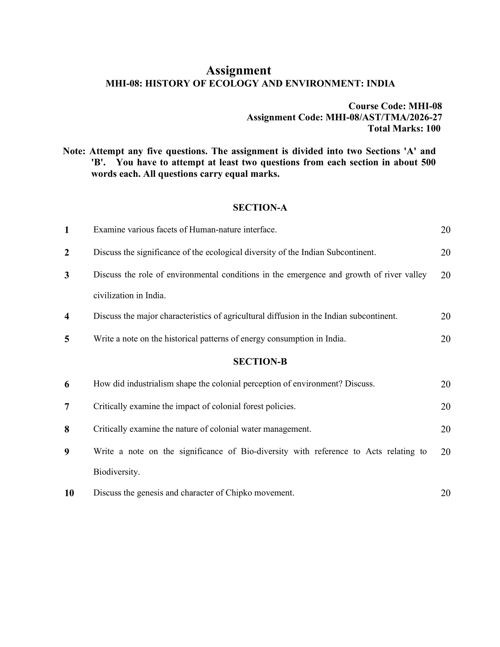 IGNOU MHI-08 Solved Assignment 2026-27 – English Medium