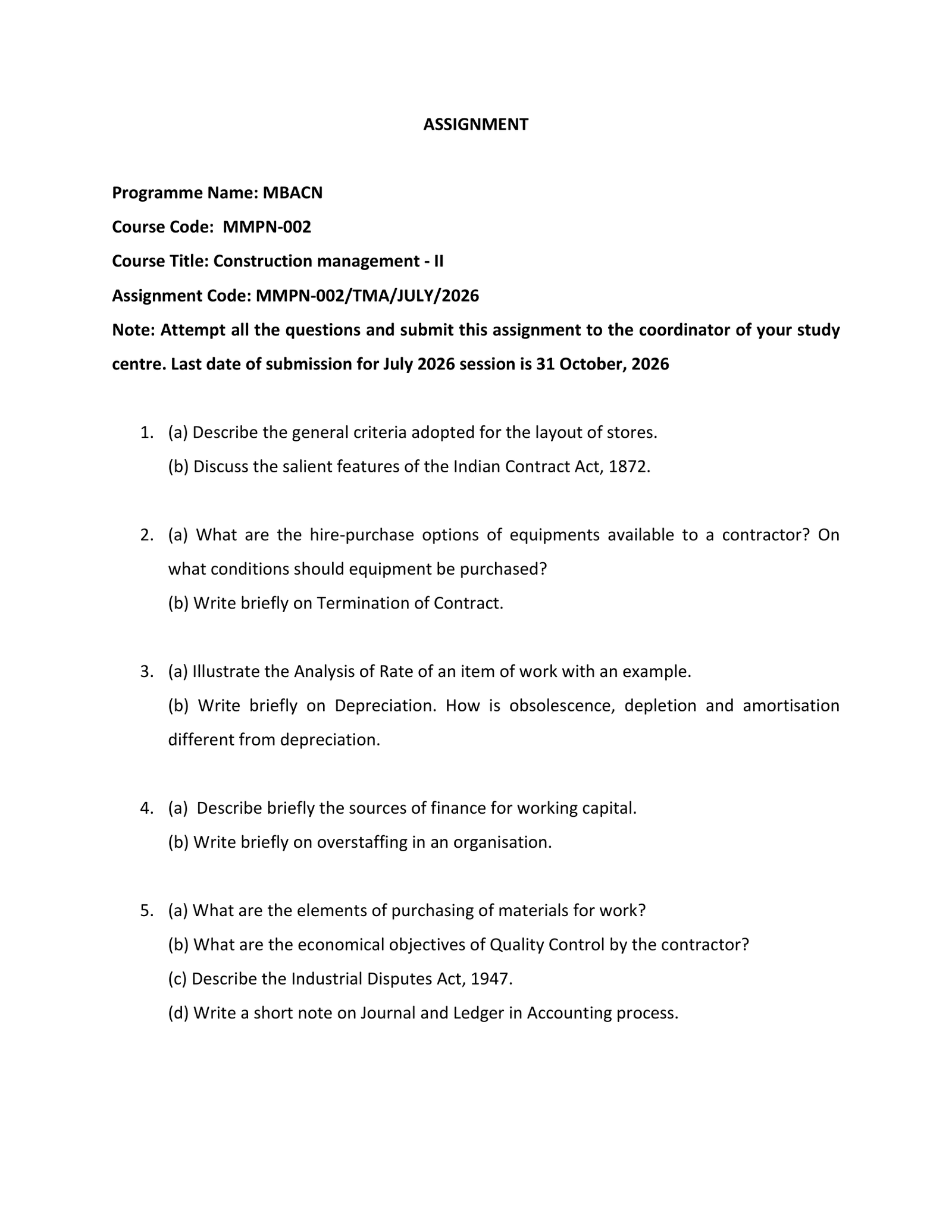 IGNOU MMPN-002 Solved Assignment JULY 2026 – English Medium