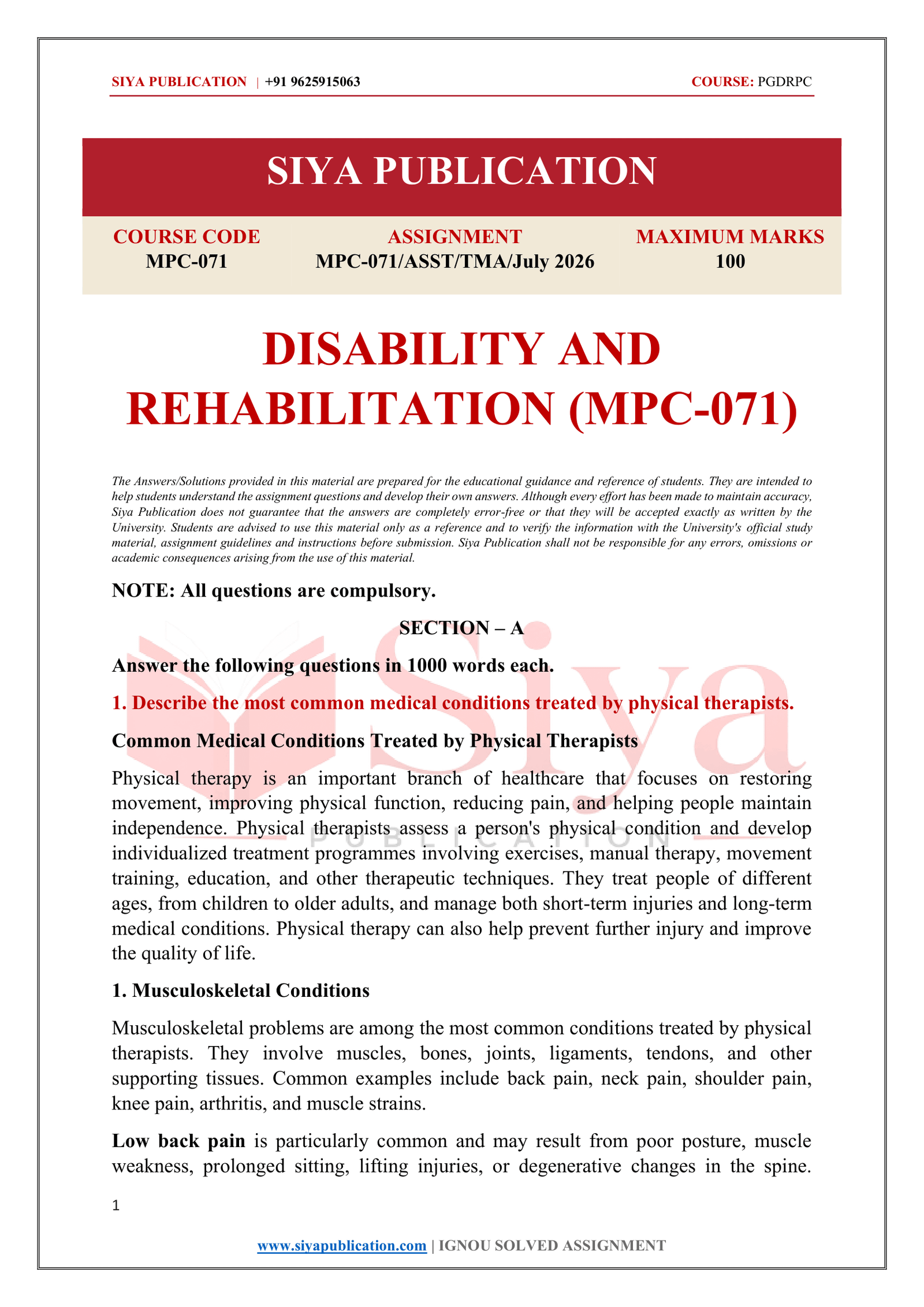 IGNOU MPC-071 Solved Assignment JULY 2026 – English Medium - Image 2