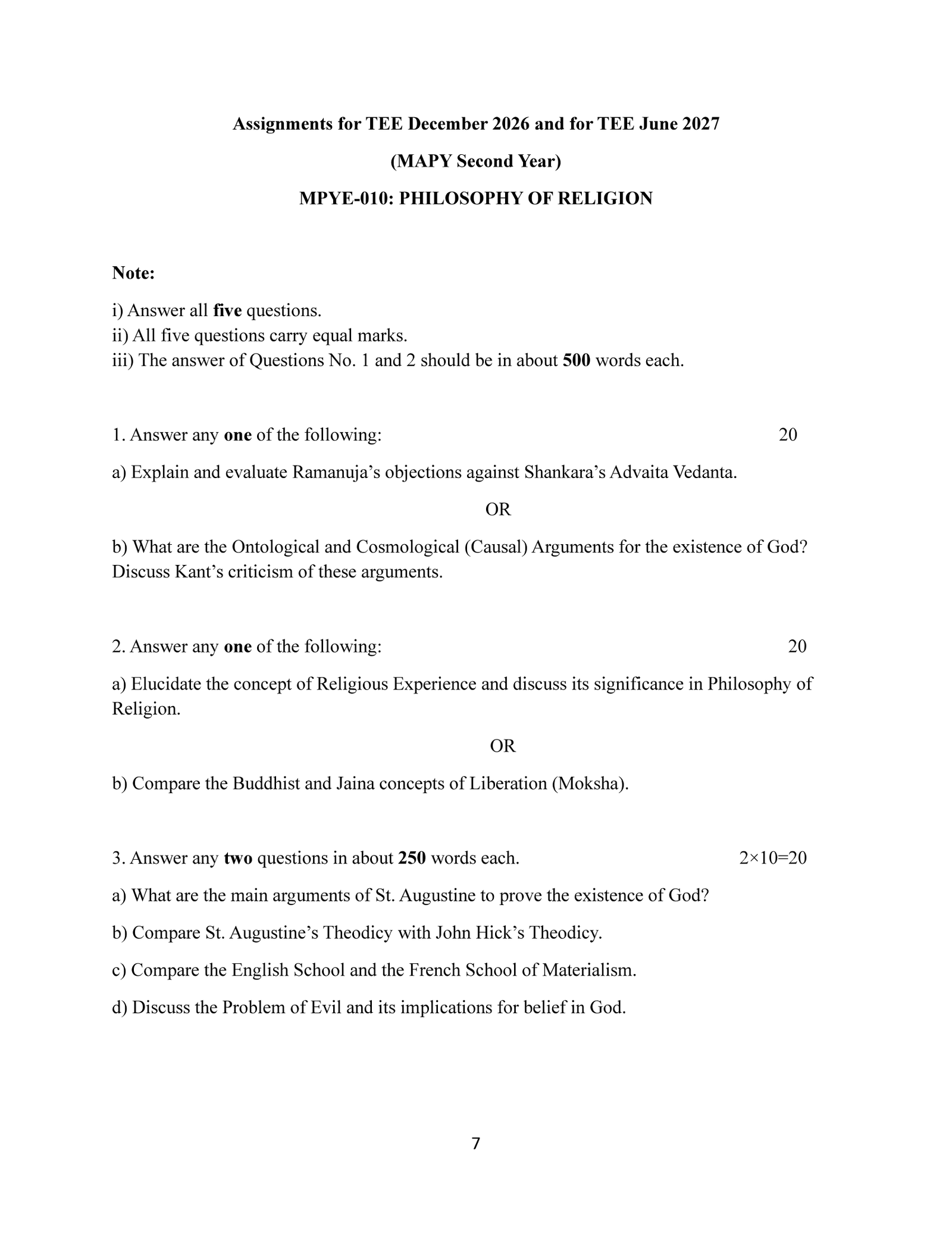 IGNOU MPYE-010 Solved Assignment 2026-27 – English Medium