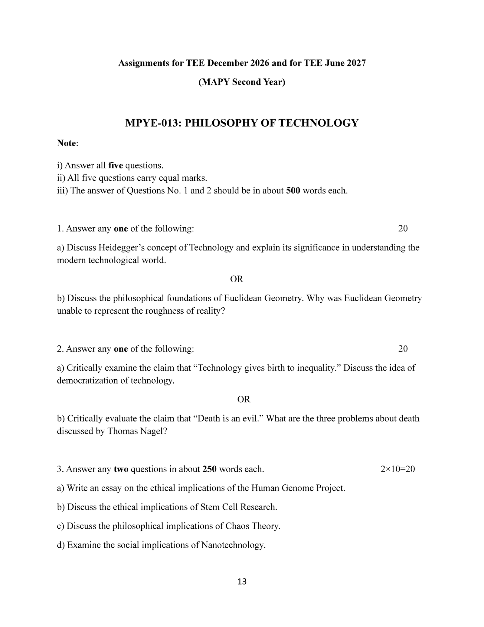 IGNOU MPYE-013 Solved Assignment 2026-27 – English Medium