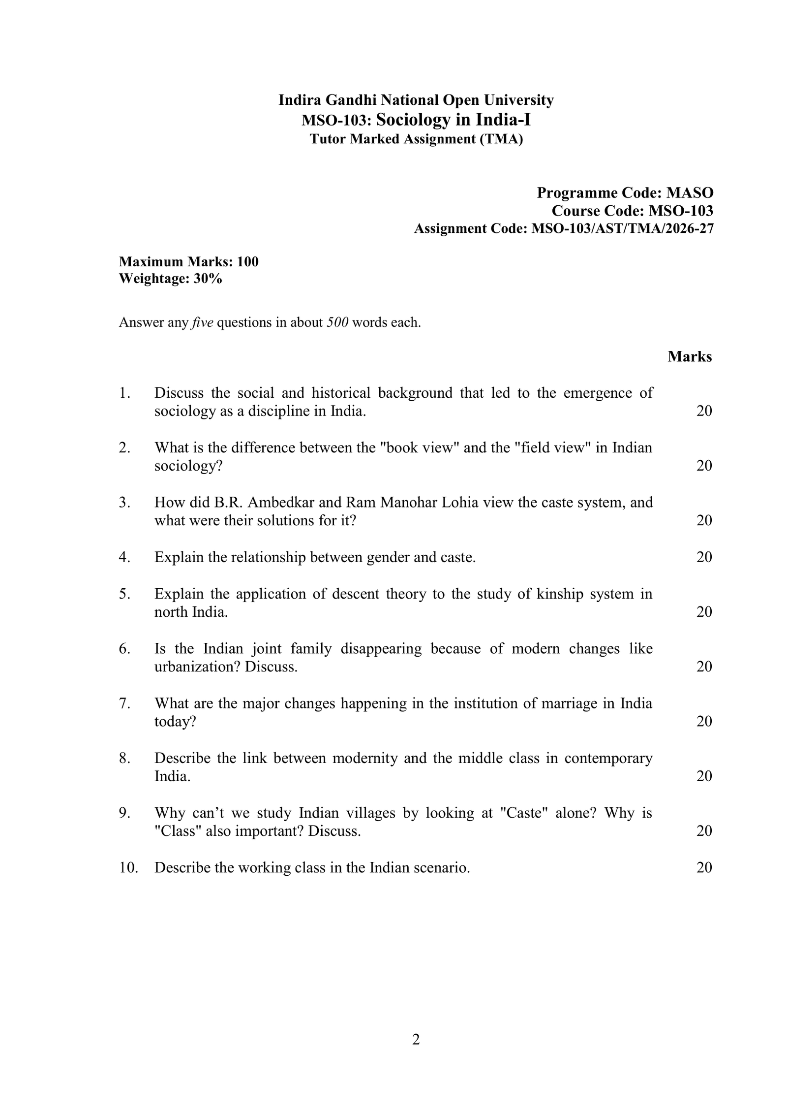 IGNOU MSO-103 Solved Assignment 2026-27 – English Medium