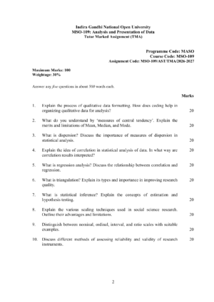 IGNOU MSO-109 Solved Assignment 2026-27 – English Medium