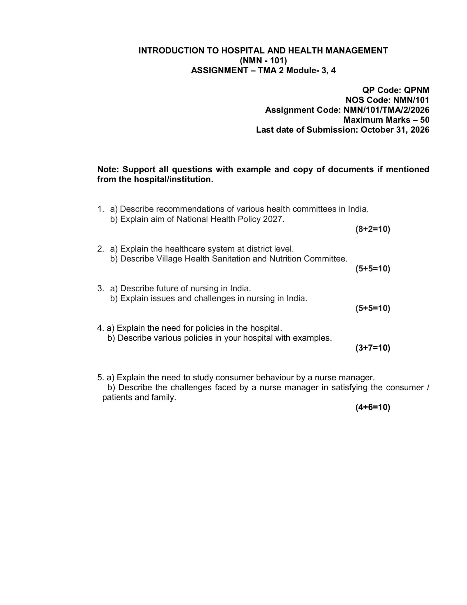 IGNOU NMN-101/TMA-2 SOLVED ASSIGNMENT JULY 2026 ENGLISH MEDIUM