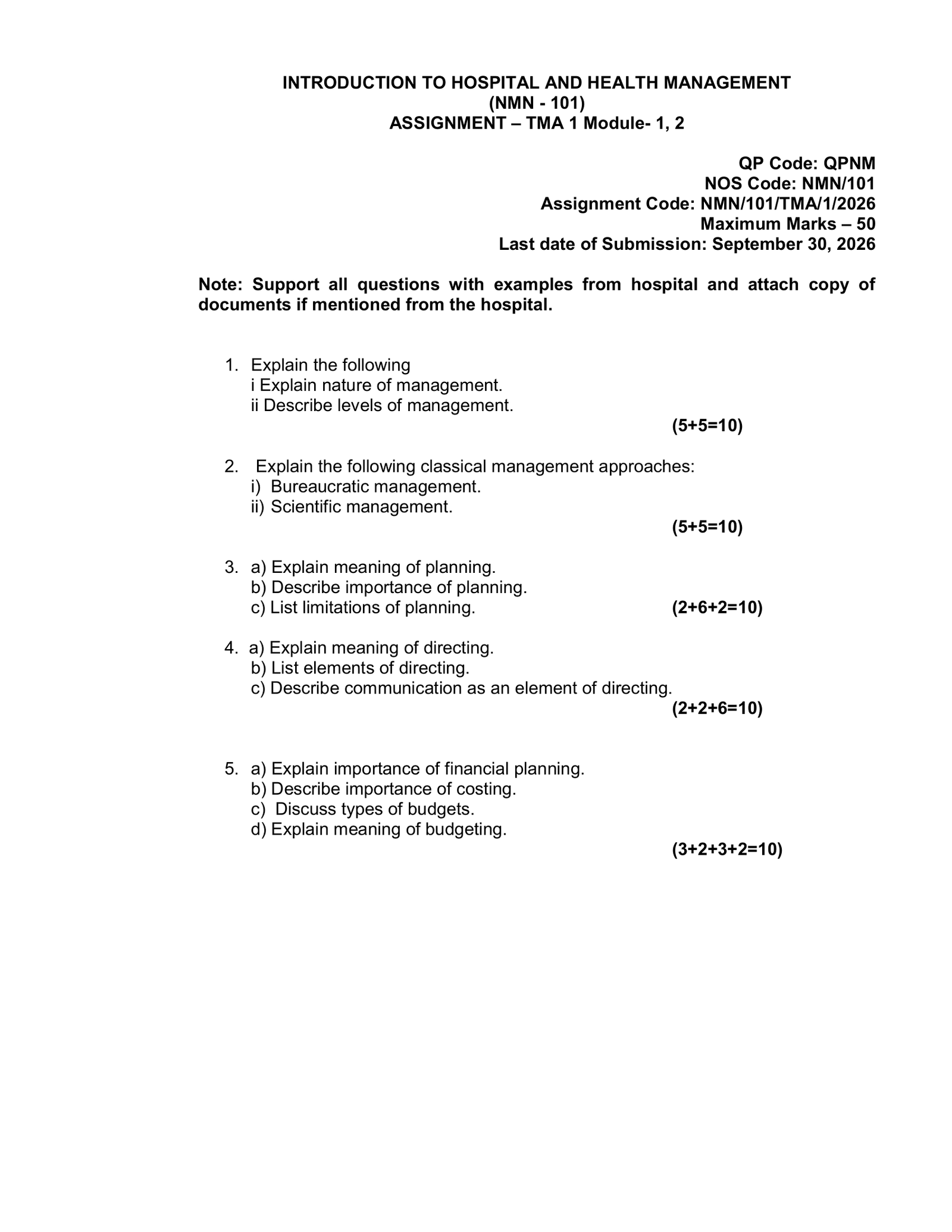 IGNOU NMN-101/TMA-1 SOLVED ASSIGNMENT JULY 2026 ENGLISH MEDIUM