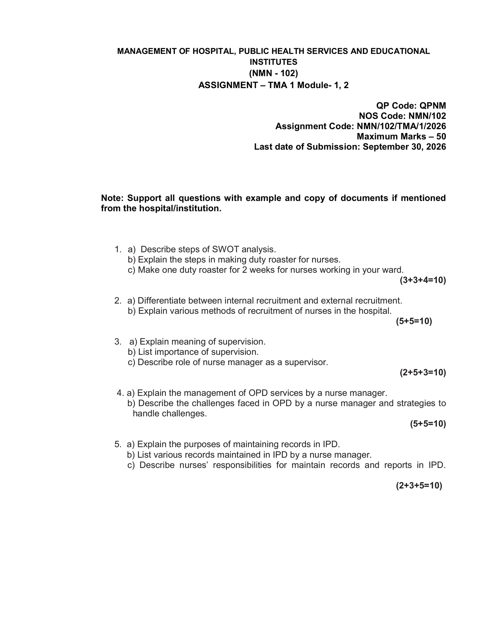 IGNOU NMN-102/TMA-1 SOLVED ASSIGNMENT JULY 2026 ENGLISH MEDIUM