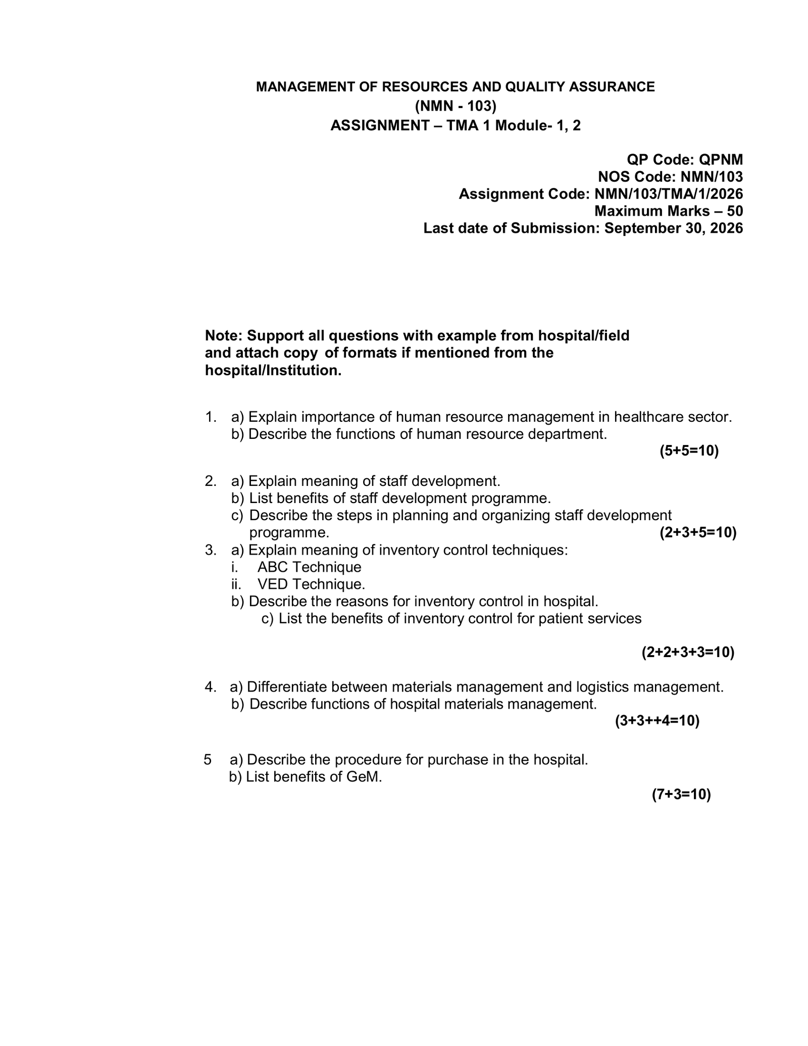 IGNOU NMN-103/TMA-1 SOLVED ASSIGNMENT JULY 2026 ENGLISH MEDIUM