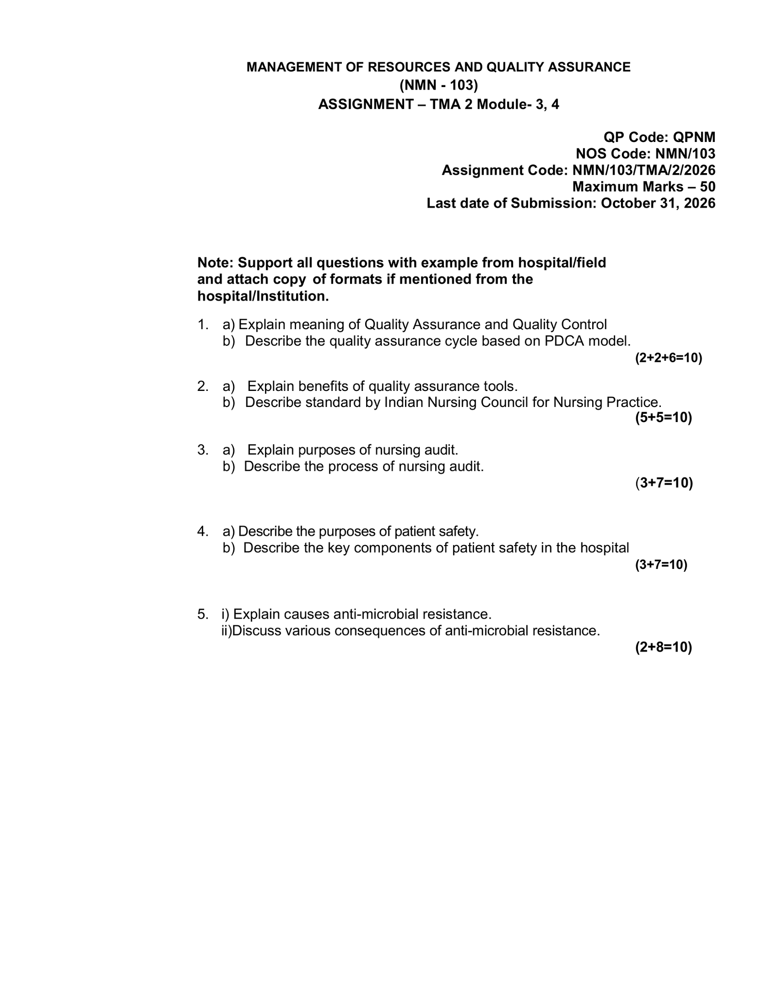 IGNOU NMN-103/TMA-2 SOLVED ASSIGNMENT JULY 2026 ENGLISH MEDIUM