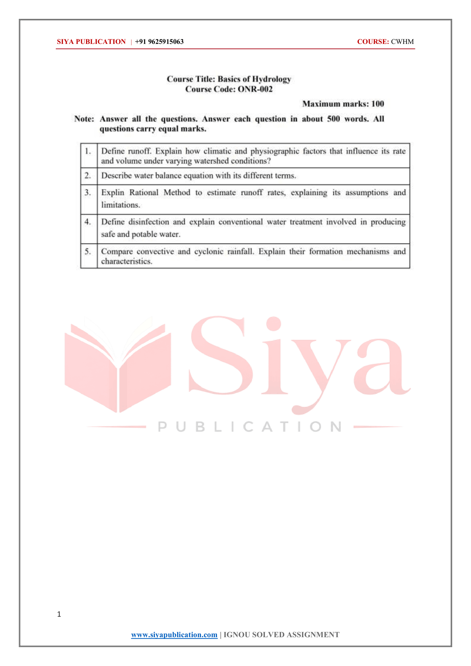 IGNOU ONR-002 Solved Assignment 2026-27 – English Medium